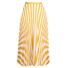 Maison Margiela Yellow Striped Pleated Midi Skirt