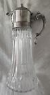 Vintage Sculpted 14" Glass Pitcher Decanter Silver Plated Carafe Ice Insert Wine