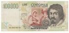 100000 LIRE CARAVAGGIO II° TIPO SERIE SOSTITUTIVA XC A  EMISSIONE 1995