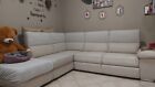 Divano letto angolare con penisola in similpelle beige