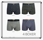 Stock 4 BOXER uomo pack mutande in cotone elasticizzato multicolori fantasia