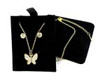 COLLANA Farfalla Orecchini Parure GIROCOLLO Donna Strass Oro Gold Regalo Velluto