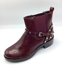 Womens Ladies Wine Faux Leather Low Heel Winter Shoes Ankle Boots Size UK 6 New