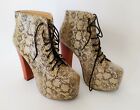 ♥ SCARPE DONNA JEFFREY CAMPBELL HAVANA LAST RIGAKU PITONATA BEIGE STIVALI TG. 38