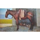 Giovanni Malesci, Cavallo bardato, olio su tavola, 46x25 cm, 1925