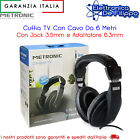 Cuffia TV Con Cavo Da 6 Metri Con Jack 3,5mm e Adattatore 6,3mm