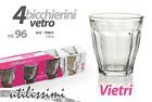 SET 4 BICCHIERI BICCHIERINO CHUPITO LIQUORE COGNAC RUM VETRO VIETRI 96 ML h6,8CM