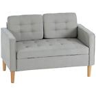 2 Sitzer Sofa, Couch mit Stauraum, Holzbeine, Gepolsterter Polstersofa, Hellgrau