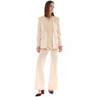 Tailleur donna IMPERIAL con giacca doppiopetto fantasia gessata e pantaloni flar