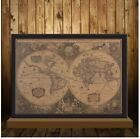 Poster CARTINA GEOGRAFICA vintage nautica antica mappa mondo continenti 72.5x51