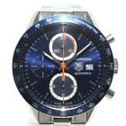 Auth TAG Heuer Carrera Chronopraph Tachymeter CV2015 Navy LK9372 Silver Men s