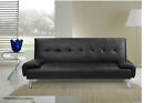 DIVANO LETTO SOFA  3 POSTI RECLINABILE ECOPELLE NERO DOPPIO 194x110 APRIBILE ITA