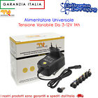 Alimentatore Regolabile Trasformatore Switching 3-4,5-5-6-7,5-9-12Volt 1000mAh