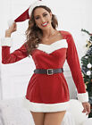 Vestito Rosso Costume Babbo Natale Donna Cosplay Miss Santa Claus Christmas