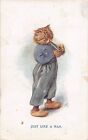 POSTCARD  CAT THEME PIPE SMOKER JUST LIKE A MAN