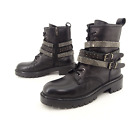 Inuovo Schuhe Stiefel Biker Boots Stiefeletten Damenstiefel Leder Schwarz Gr. 37