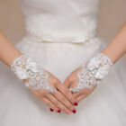 White Wedding Bride Lace Gloves Bridal Accessories Embroidery Fingerless Short