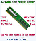 2GB (1X2GB) MEMORIA/RAM HINYX DDR2 PC2 6400U 800MHZ 2RX8 PC FISSO ALTA DENSITÀ