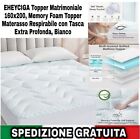 Topper Matrimoniale 160x200, Memory Foam Topper Materasso Respirabile con Tasca