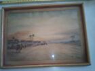 MILITARIA  QUADRO  ACQUARELLO SCENE  AFRICA DIPINTA SOLDATO ITALIANO 1937