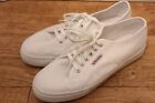 SUPERGA 2750 Cotu Classic UK8.5 White Immaculate Condition Vegan Canvas