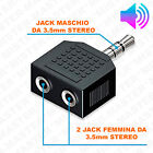 ADATTATORE SDOPPIATORE AUDIO STEREO DA JACK 3.5mm MASCHIO A 2 JACK 3.5mm FEMMINA