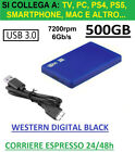 MINI HARD DISK ESTERNO 500GB 2,5" USB 3.0 ULTRA VELOCE HD HDD WESTERN DIGITAL TV