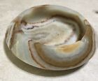 Vintage Estate Mid-Century Onyx Agate Marble Stone Large Ashtray Bowl 8” wide