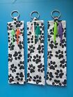 Handmade Pen Holder for Lanyards.paw print black/white(bookmark size)