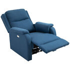 Poltrona Relax Elettrica con Schienale Reclinabile 160° Lino Blu