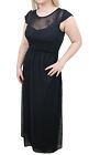 3223 - Vestito abito donna nero elegante cerimonia damigella lungo in pizzo