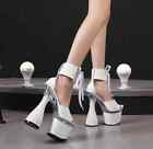 Sandali ciabatte sabot Platform bianco 18 cm pole dance pelle sintetica 39