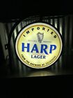 HARP LAGER BEER 2 SIDED LIGHTED PUB SIGN IMPORTED GUINNESS IRELAND IRISH ALE BAR