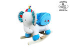 Il Cavallo a Dondolo Co Elefante Seat - Bianco/Blu - Peluche Finitura 12m+