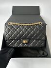 Chanel 226 2.55 Reissue Double Flap Bag Black Quilted Crinkled Calfskin Leather