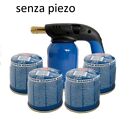 Saldatore a Gas Kemper Mini Bruciatore Fiamma ossidrica Cannello + 4 Cartucce