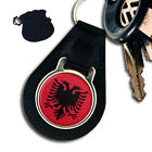 ALBANIA ALBANIAN FLAG EAGLE LEATHER KEYRING / KEYFOB GIFT