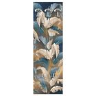 Appendiabiti da parete LEAVES WHITE BLUE 46x125 con stampa, attaccapanni 5 ganci