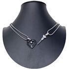 Cuore Freccia Ciondolo Spezzato Nero 2 x Collana Acciaio Uomo Donna Amici A/13