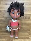 Disney Store Animators Toddler Moana Doll with Turtle Necklace & Sandy Feet