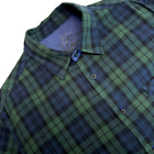 Desigual Men Flannel Shirt Size M Tartan Plaid Button Up Long Sleeve Embroidered