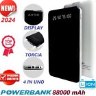 POWER BANK CARICABATTERIE 88000 mAh 2 IN 1 USB + MICRO USB +TYPE C FAST CHARGING