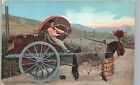 HORSE-DRAWN WINE CART rome italy original antique postcard wagon