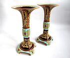 Superbe Paire de Vase GIEN Majolica Faïence Barbotine 59