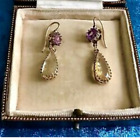 ANTIQUE VICTORIAN AMETHYST EARRINGS CITRINE EARRINGS