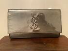 Yves Saint Laurent YSL Clutch Bag Belle De Jour Silver Original Authentic