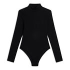 Body manica lunga in costina slim fit con collo a lupetto