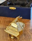 OLIVER WEBER -24K GOLD PLATED GRAND PIANO FIGURINE W/ GENUINE SWAROVSKI CRYSTALS