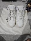 Guiseppe Zanotti Mens Mid Shark Top Trainers Sneakers UK Size 8 In White Leather