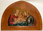 Icona metà900 scultura gesso legno Sacra Famiglia 40x50 ideale capoletto camera